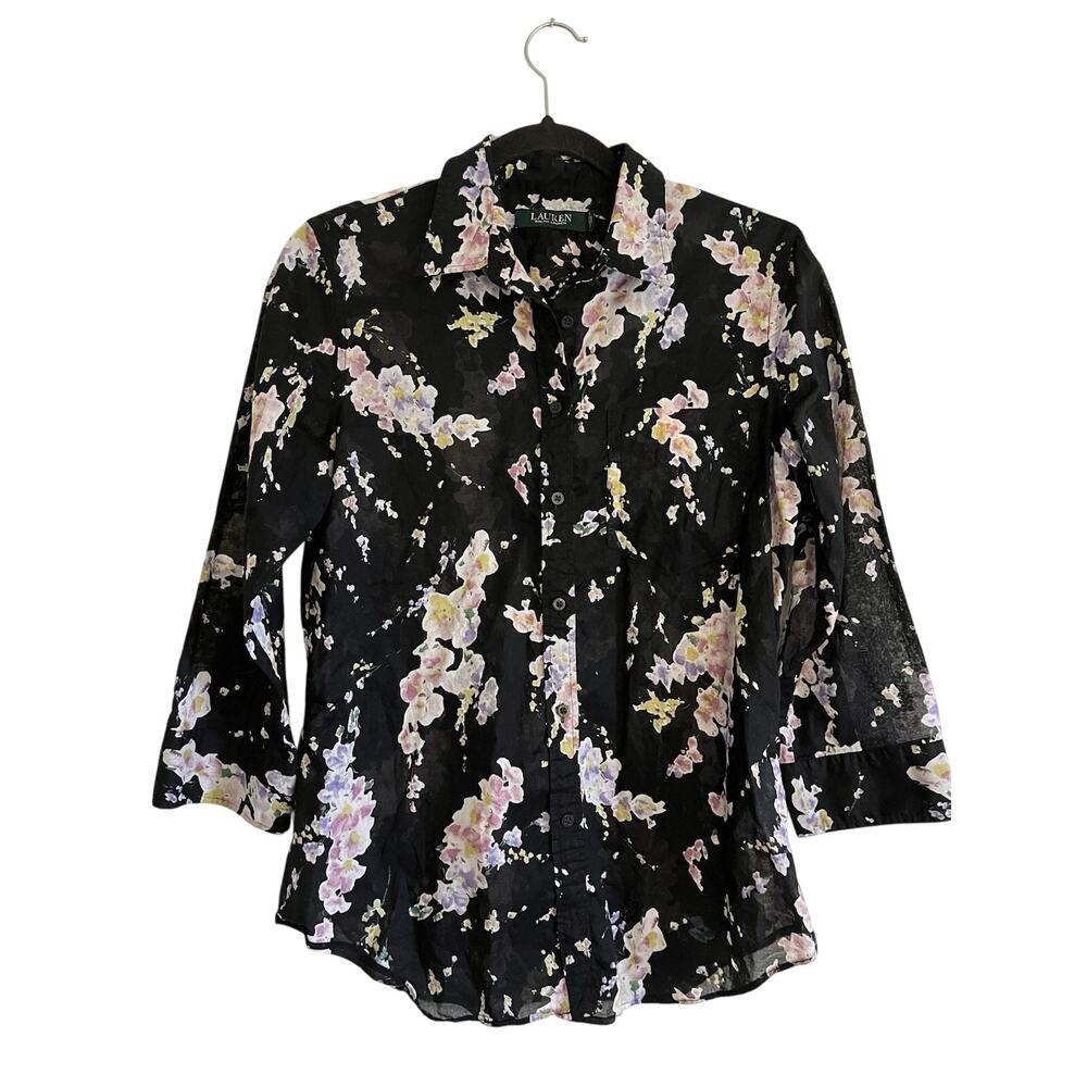 Lauren Ralph Lauren Women’s Size M Shirt Floral Button Down 100% Cotton